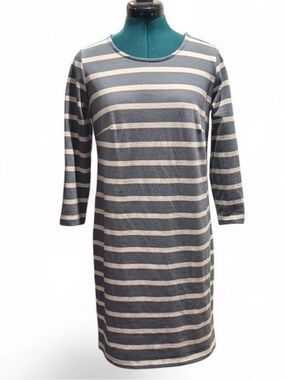 George Gray and Cream Striped Long-Sleeve Shift Dress